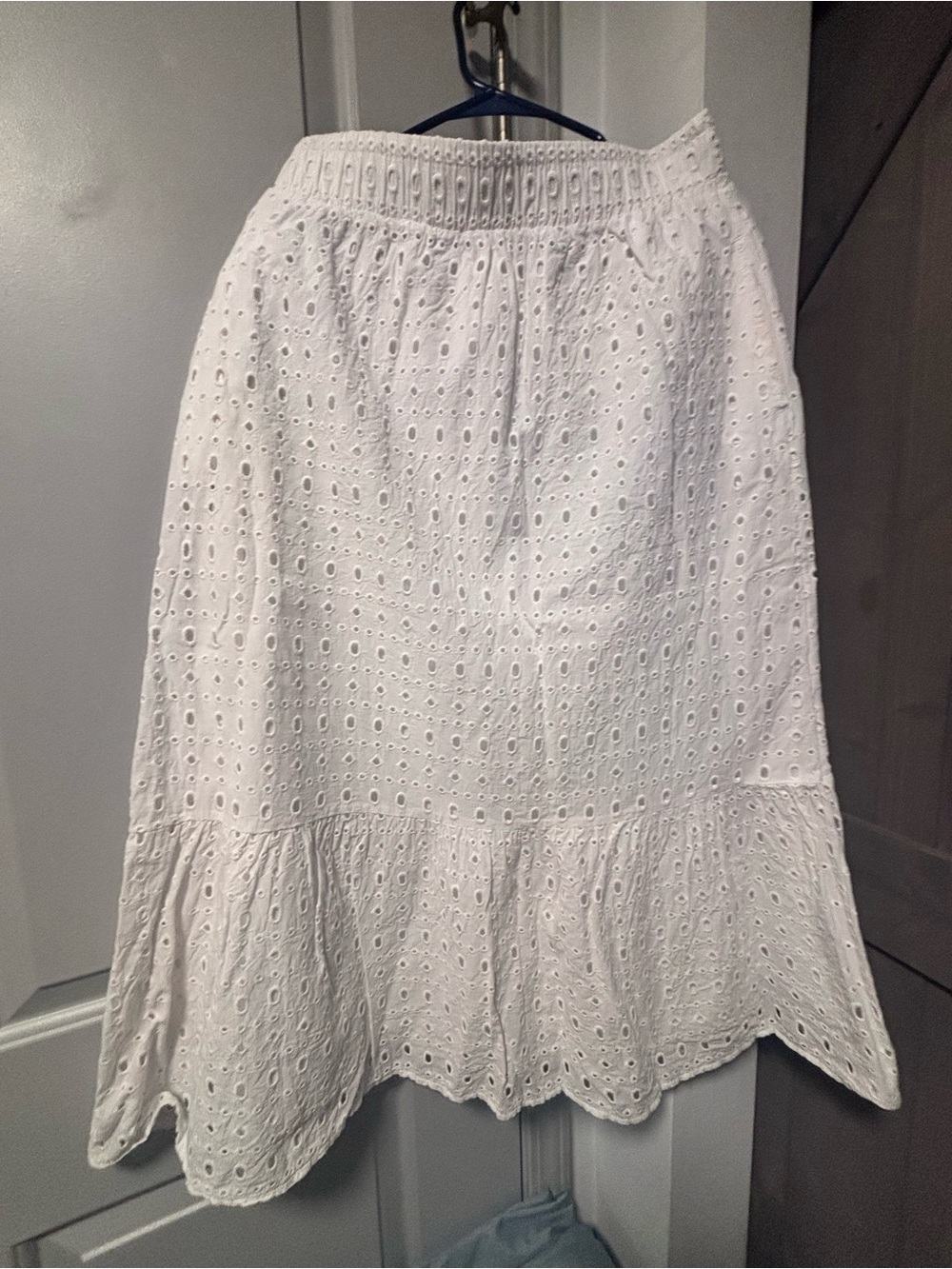 Time and Tru White Eyelet Maxi Skirt with Ruffle Panel